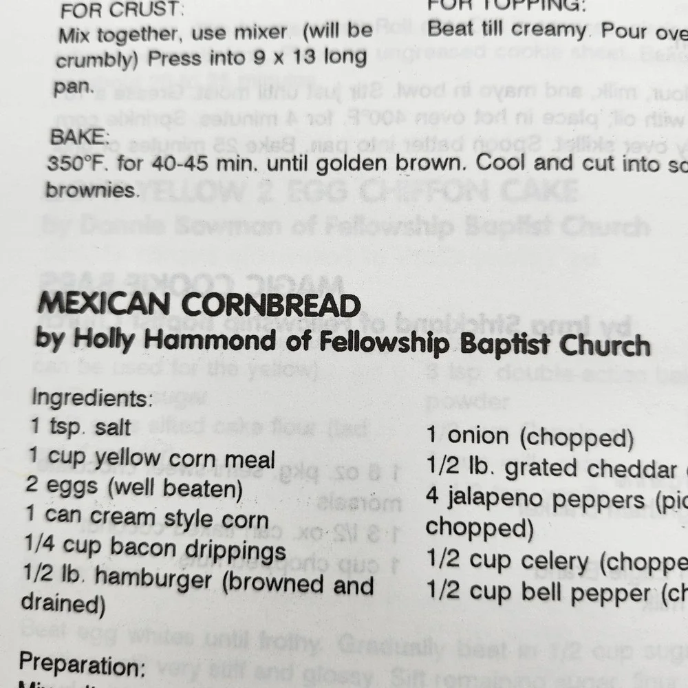 Burnt Offerings West Florida Baptist Association Cookbook Recipes‎ 1994